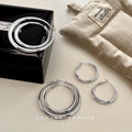 Silver Tone Smooth Round Hoop Earrings In Three Graduated Sizes view 2