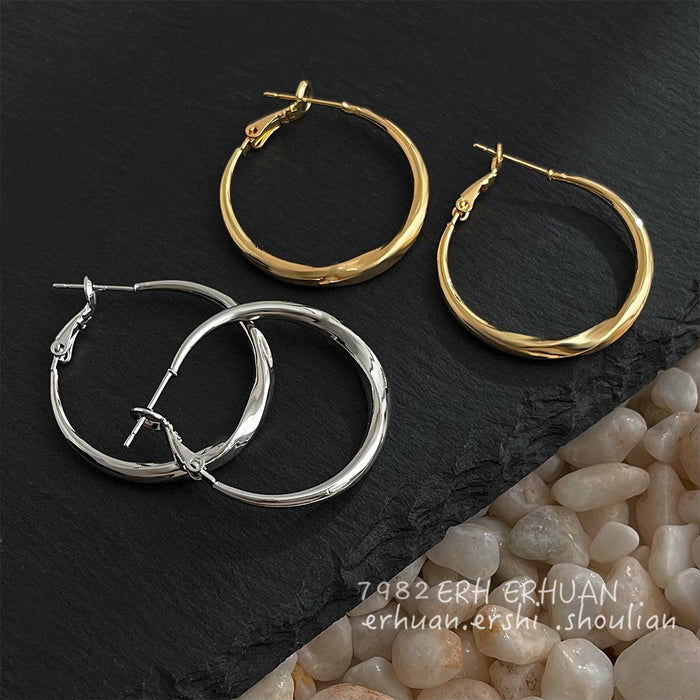Hammered Round Hoop Earrings In Gold And Silver Tone For Women
