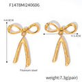 Bow Stud Earrings Dangling Split Tail Gold Steel Finish view 7