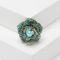 Beaded Rose Brooch With Pearl Center in Red or Turquoise view 2