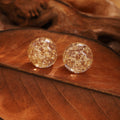 Red and Apricot Gold Flake Look Round Stud Earrings view 8