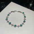 Hexagon Crystal Flower Link Bracelets Five Color Options view 6