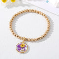 Gold Tone Beaded Clear Resin Pressed Flower Charm Bracelets view 6