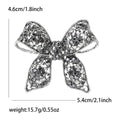 Antique Silver Black Crystal Bow Brooch Openwork Filigree view 4