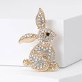 Pave Crystal Rabbit Brooch Sitting Pose Gold and Silver view 4