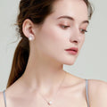 Silver Faux Pearl Open Flower Stud Earrings With Stones view 3