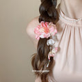 Pink White Flower Cluster Duckbill Hair Clip Pair With Long Tassels view 3