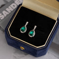 Green Teardrop Crystal Look Silver Tone Small Stud Earrings view 3