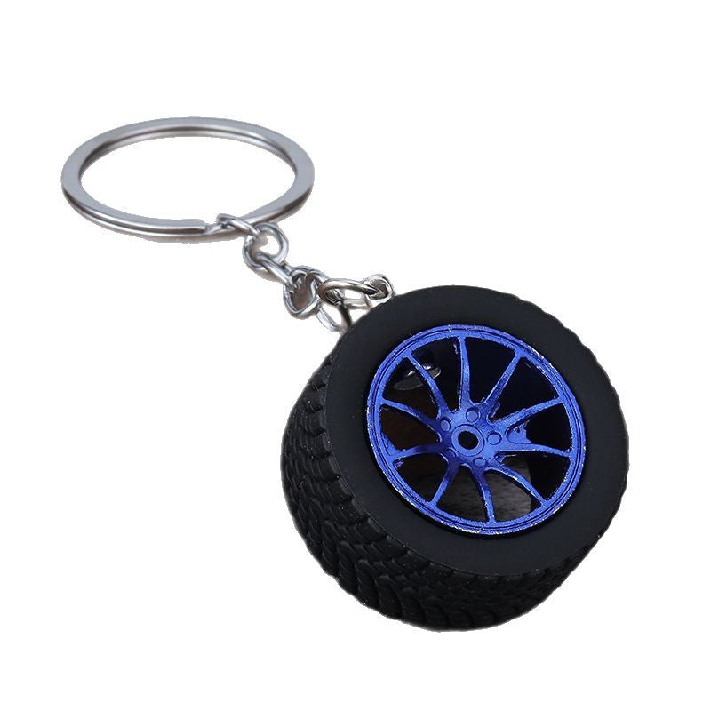Car Wheel Rim Zinc Alloy Rubber Keychain Accessory Gift