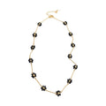 Black Flower Beaded Gold Tone Chain Necklace Statement Jewelry view 5