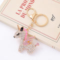 Rhinestone Winged Unicorn Keychains Clear Body 3 Mane Colors view 6