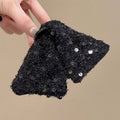 Black Sequin Tweed Triangle Bow Large Hair Claw Clip view 6