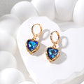 Gold Tone Faceted Crystal Heart Huggie Earrings 6 Colors view 3