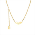 Heart Pendant Curb Necklace Korean Script Tag Tassel view 5