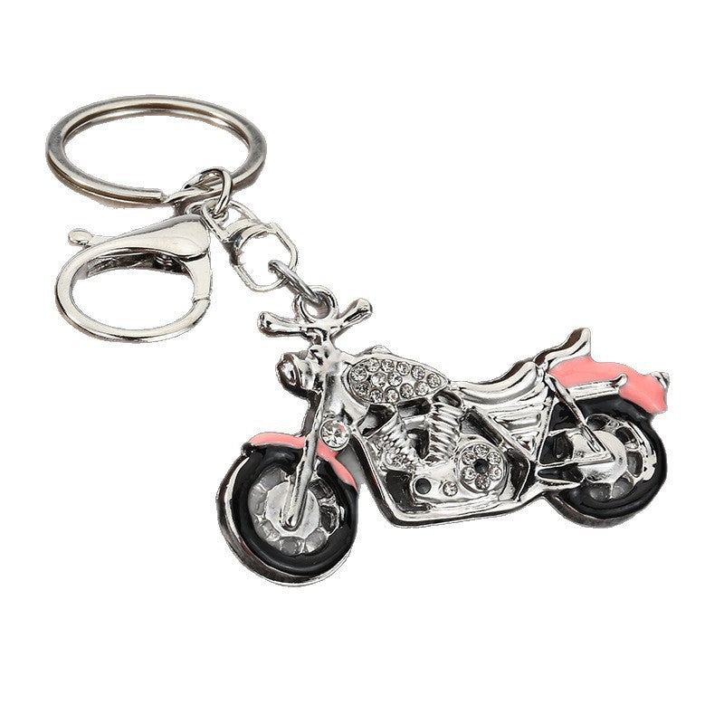Rhinestone Motorcycle Metal Keychain Gift for Men