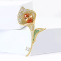 Elegant Crystal Calla Lily Stem Brooch in Yellow or Pink view 2