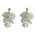 White Acrylic Leaf Drop Earrings Layered Petal Posts view 5