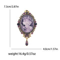 Vintage Cameo Portrait Crystal Brooch in Gray Cameo and Purple Cameo view 5