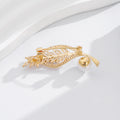Gold and Silver Crystal Leaf Pearl Look Metal Brooch Pair view 4