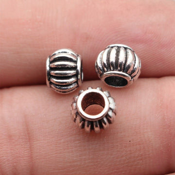 Fluted Pumpkin Large Hole Beads in Two Finishes for Jewelry Making