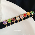 Cushion Cut Multicolor Open Rings Eight-Piece Gold Silver view 1