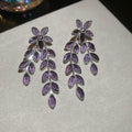 Faceted Leaf Cascade and Crystal Fringe Statement Earrings view 9