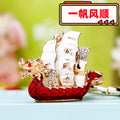 Dragon Sailboat Keychain with White Sails and Jeweled Enamel Hull view 2