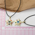 Gold Tone Crystal Star Realistic Eyeball Cord Necklaces view 3