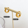 Quilted Geometric Huggie Hoop Earrings Gold Steel Tone view 2