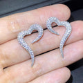 Silver Tone Crystal Open Heart Stud Earrings Jewelry view 1