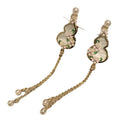 White Pink Floral Gourd and Long Chain Drop Earrings view 5