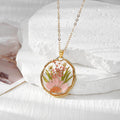 Round Dried Flower Resin Pendant Necklaces Gold Chain 9 Colors view 8
