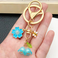Pink or White Blossom Bee and Butterfly Keychains with Metal Hardware view 3