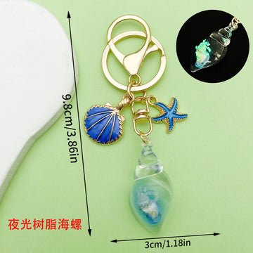 Starfish, Conch and Shell Charm Keychains Featuring Flower Across 58 Pictured Variations