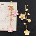 Pink and Blue Blossom Butterfly Metal Clasp Keychain Pair view 2