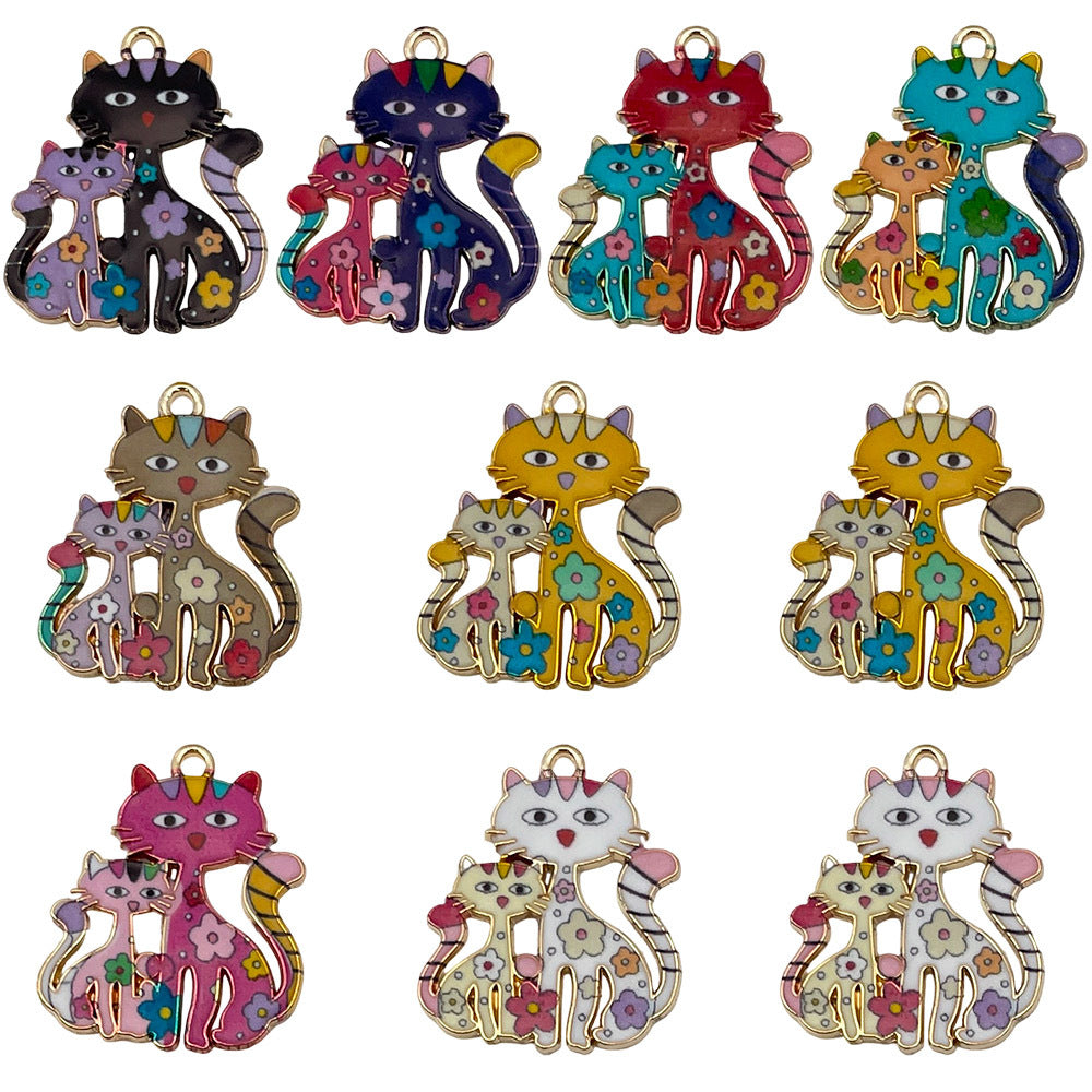 Zinc Alloy Halloween Cat Charm Pendant for Keychain Earrings DIY Jewelry