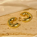 Wide C Shape Chunky Stud Earrings Polished Statement Fashion Jewelry view 2