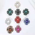 Rectangular Crystal Cluster Brooch in Detailed Metal and Crystal Design view 2