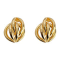 Intertwined Hollow Geometric Stud Earrings Silver and Gold view 5