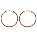 Plaid Fabric Covered Round Hoop Statement Earrings view 5