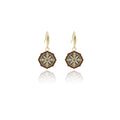 Colorful Rosette Medallion Gold Long Hook Earrings view 5