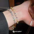 Multicolor Teardrop Crystal Gold Tone Adjustable Bracelet view 3