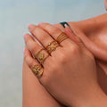 Gold Openwork Geometric Open Rings Nine Style Stack Set view 4