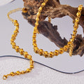 Gold Hollow Heart Linked Chain Necklace and Bracelet Set view 2