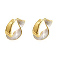 Gold And Silver Tone Twisted Two Color Chunky Huggie Earrings view 5
