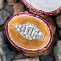 Silver Tone Emerald Cut Clear CZ Star Cluster Ring view 3