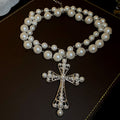 Pearl Cross Lariat and Mixed Chain Necklace Five Styles view 6