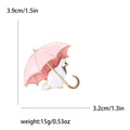 Enamel Cat Under Umbrella Brooch With Gold Tone Curved Handle view 7
