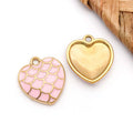 16x18mm Stainless Steel Enamel Fish Scale Heart Charm Pendant for DIY Necklace Earring Keychain