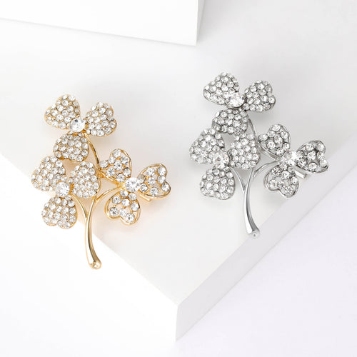 Clover Branch Brooch front view on white background